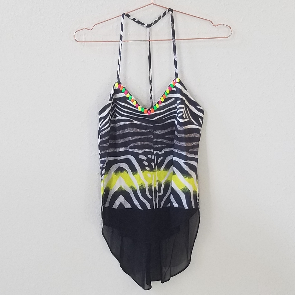 LINE‎ & DOT Zebra Print Beaded Tank Size S